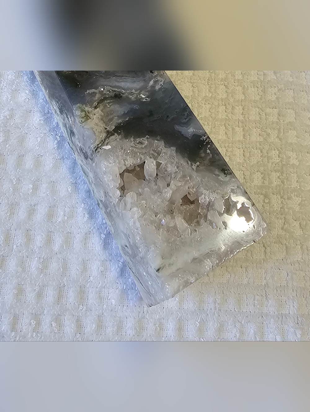 New Moss Agate/Quartz Point Tower - Natural Crystal - Picture 8 of 11